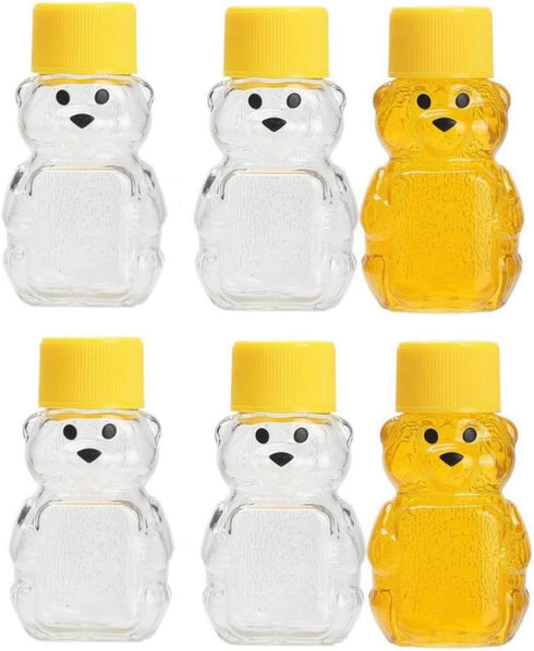 Cufarys 6 Pack Honey Bear Bottle 2oz Bear Shape Clear Empty Honey Bottles