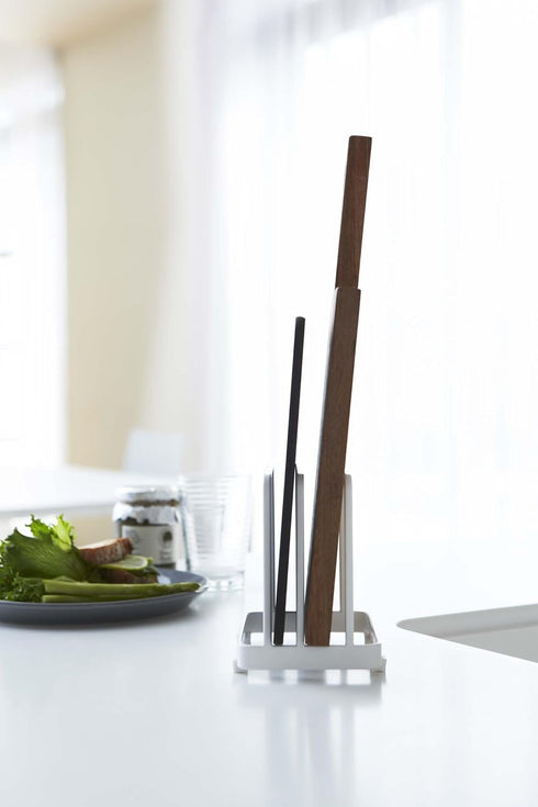 Yamazaki Home Plate Cutting Board Stand, Kitchen Storage Rack Holder Organizer