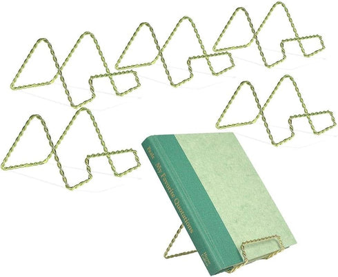 BANBERRY DESIGNS Wire Easel Display Stand, Twisted Brass Metal, 3 Inch, Pack of 6, Craft Accessory for Small Books or