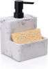 zccz Soap Dispenser with Sponge Holder, Marble Look Liquid Hand and Dish Soap Dispenser Pump Bottle for Kitchen Sink
