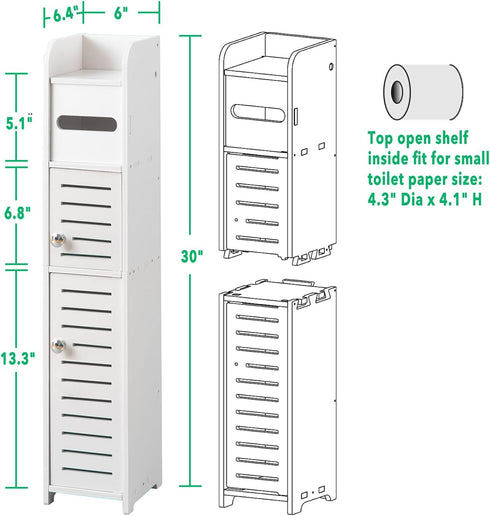 2 TuoxinEM Storage Cabinet for Small Spaces, Over The Toilet Cabinet for Skinny Bathroom Storage Corner Floor, Slim