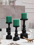 CANDWAX Set of 3 Rustic Unscented 3x3 Pillar Candles - No Drip Green Candles for Home Decor