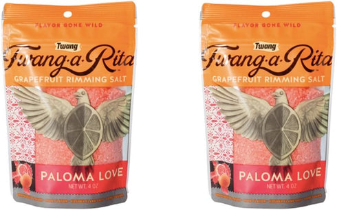 Twang-a-Rita Rimming Salt Varieties - 4 Ounce Pouch (2 Pack) (Paloma Love Grapefruit)