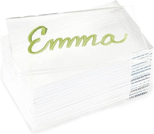 Bright Creations 20-Pack Clear Acrylic Place Cards for Seating, Wedding Guest Names, Table Settings, 3.5 × 2 in