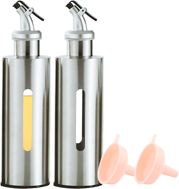 FEOOWV Olive Oil and Vinegar Dispenser Bottle Set for Kitchen,9.9oz Clear Plastic