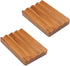 Teak Soap Dish for Shower, Pack of 2 by HTB, Wood Decorative Bath Soap Holder for Kitchen, Bathroom, Sink