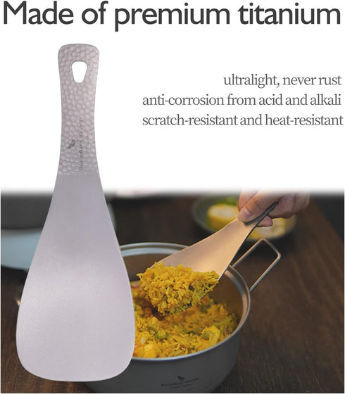 Boundless Voyage Titanium Rice Spoon, Short Handle Cooking Shovel for Outdoor Camping and Household Use