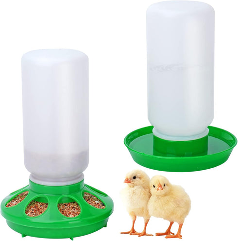 Set 1L Chicken Feeder and Waterer no Waste Chick Feeder and Waterer Kit Chicken Water Feeder Poultry Waterer Baby Chick