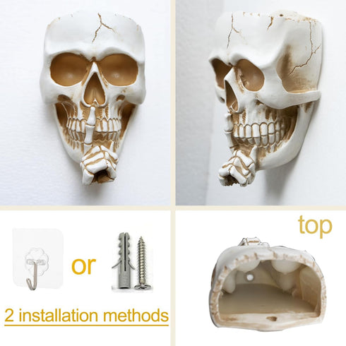 White Skull Planter Pot for Outdoor Plants, Halloween Vase, Goth Flower Pot, Day of The Dead Decor
