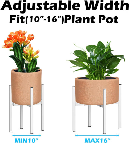 10"-16" 1 Pack) Heavy Plant Stand for Plant Pot Indoor Outdoor Corner, Adjustable Metal Heavy Duty for Large Pot (White