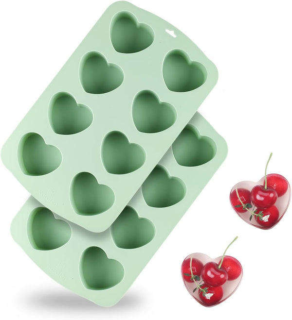 Silicone Heart Molds, 2 Pack Mini Cake Pan for Muffins, Ice Cubes, Chocolate Bombs, and Cupcakes