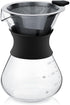 Zopsc 400ml Manual Hand Drip Glass Coffee Maker Pot with Stainless Steel Filter, Tick Marks, Fine Mesh, Suitable for