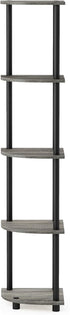 Furinno Turn-N-Tube 5 Tier Corner Display Rack, Multipurpose Shelving Unit, 1-Pack, French Oak Grey/Black