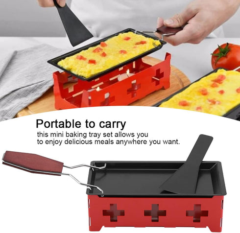 Portable Non-Stick Cheese Raclette Rotaster, Home Kitchen Grilling Tool for Raclette Grill and Baking Pan