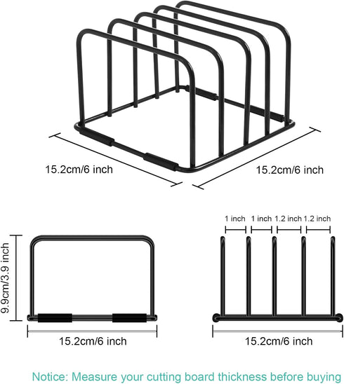 Cutting Board Holder Stand, Countertop Cutting Board Storage Rack, 6 x 6 x 3.9 in. Cutting Board Organizer for Baking Cookie Pan Small Racks Storage Stand Kitchen Cabinet (Black) by MESTUDIO