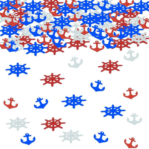 Anchor Rudder Confetti Patriotic Nautical Party Theme, 1.5 Ounce, 1400 Pieces Red White Blue Cut Outs