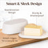 Eco Modern Bamboo Fiber Butter Dish with Lid - White Butter Crock Holder for Kerrygold, Dishwasher Safe