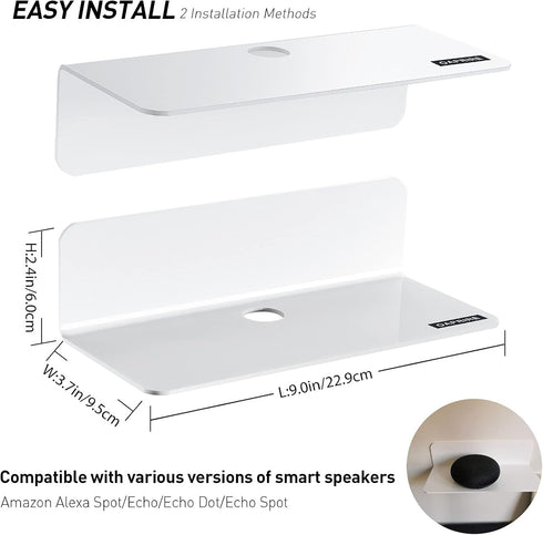 OAPRIRE White Floating Shelves Wall Mounted Set of 2, Acrylic Hanging Shelves for Bedroom, Office