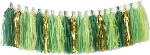 20PCS Green Paper Tassels Garland - Banner Table Decor for Wedding, Birthday, Baby Shower Party Decorations