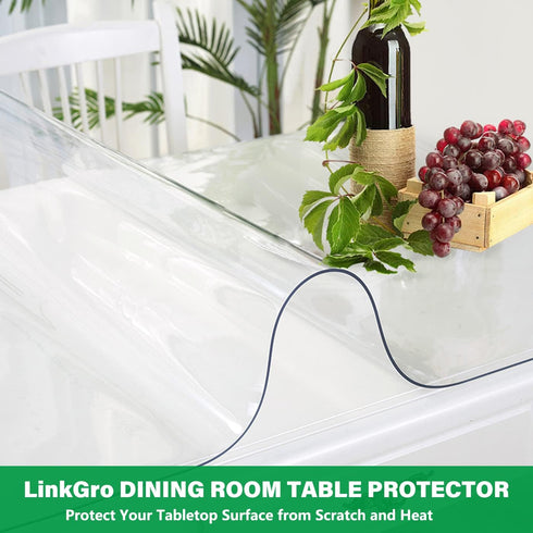 20X36 Inch 1.5mm Table Protector Clear Plastic PVC Tablecloth Water Resistant Tabletop Protector Wood Furniture