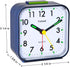 Small Battery Operated Analog Alarm Clock, Silent Non Ticking, Ascending Beep Sounds, Snooze, Light Functions (Blue)