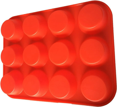 2PCS Silicone Muffin Pan - Thicken-12 Cup Non-Stick Baking Pan for Muffin Cakes, Tart, Bread - Dishwasher & Microwave