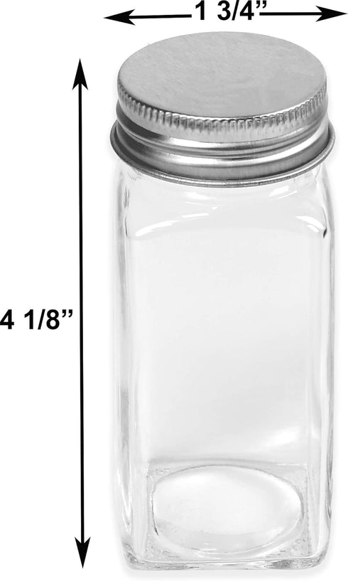 4 24 Pack Simple Houseware Spice Jars Ounce Square Glass Bottles with Shaker Lids, Funnel and Labels for Seasoning