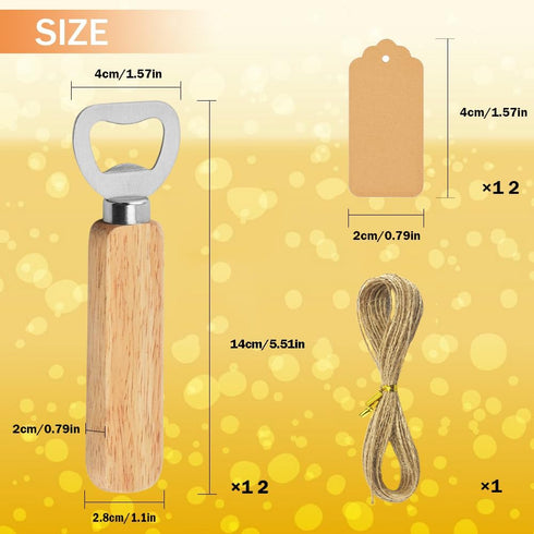 Bartender Bottle Openers, Wood Handle Handheld Beer Bottle Openers, Set of 12
