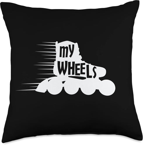 Skating Board Inline Roller Skate Throw Pillow, 18x18, Multicolor Skateboard Inline Skating My Wheels