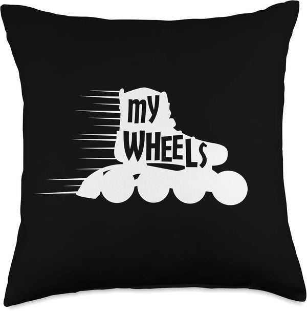 Skating Board Inline Roller Skate Throw Pillow, 18x18, Multicolor Skateboard Inline Skating My Wheels