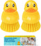 GTOTd Cute Ducky Washing Dish Brush2 PackErgonomic Palm Scrubber with Handle for Potato