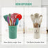 Kitchen Utensils Set of 12, Silicone Cooking Utensils with Non-Slip Wooden Handle, Heat Resistant Cookware Set