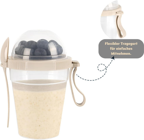 IDOBY 20 Oz Cups(Set 4) Overnight Oats Containers With Lids & Spoon, Meal Prep Yogurt Containers, Parfait Cups
