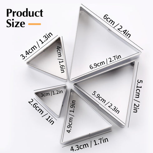 SK Triangle Shape Cookie Cutter Set, Stainless Steel, 5-Piece, Small (2.7in)