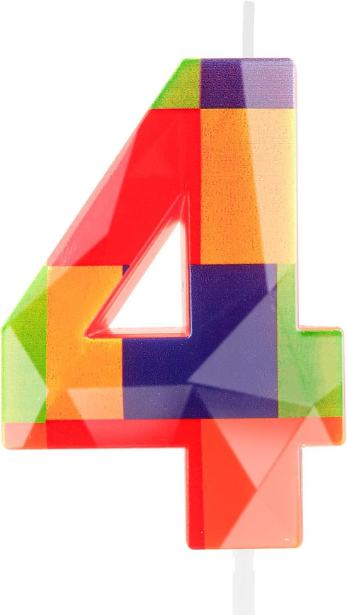 Hongplus 3D Colorful Building Block Number 4 Candle 4th Birthday Candle Candy Building
