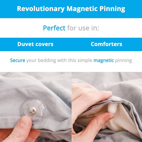 DuvetComforter Strong Magnetic Fasteners with Key, 1 Set or 4 for Duvet Cover Clips, Clear