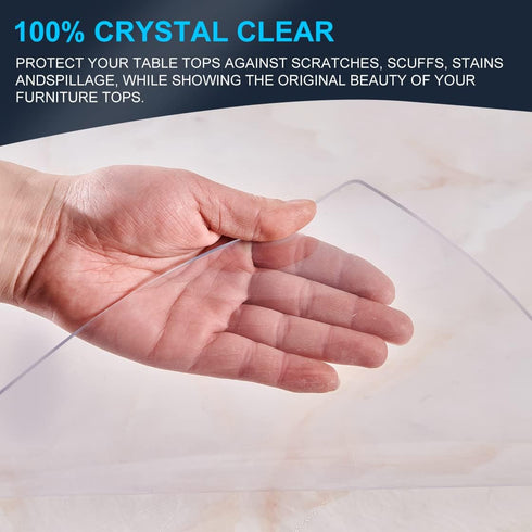 Bobetter 12x28 1.5mm Small Desk Cover Rug Protector Mat Crystal Writing Table Protector Thick Vinyl Clear Tablecloth