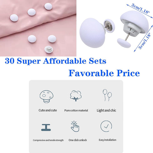 30 Pcs Duvet Pins Comforter Pins Curtain Pins Duvet Clips Affordable Sets,Use as Duvet Donuts,Curtain or Drape Pins,or to Secure Upholstery (White-Round, 30) by TESSVEYA