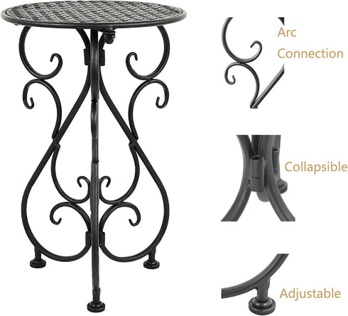 17" Black(1 Pack) NAKUPE Plant Stand Indoor & Outdoor Flower Pot Stand Tall Metal Plant Table,Single Planter Holder