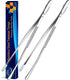 JETKONG Stainless Steel Kitchen Cooking Forceps, 2 Pieces Long Food Tweezers, Kitchen Tweezer Tong Tongs