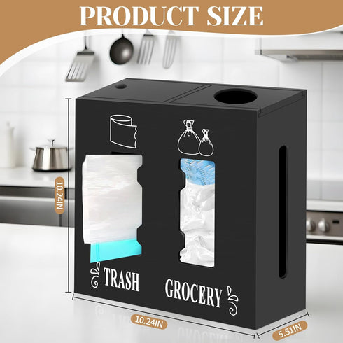 CMXZSAM 2 1 in Trash Bag Dispenser and Grocery Bag Holder, Large Wooden Trash Bag Holder,Trash Bag Dispenser