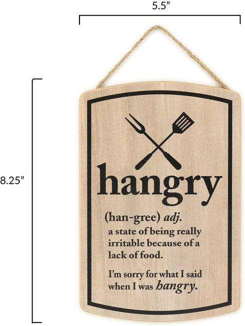 Hangry Definition Wood Wall Decor: Funny Hanging Sign for Kitchen - I'm Sorry For What I Said When I Was Hangry