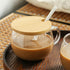 TREEWOO GOOD MORNING Clear Mug For Coffee Dessert Milk Tea Yogurt Round Glass Cup Handgrip Drinkware With Bamboo Lid