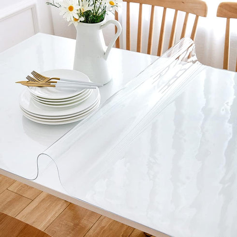 WanDeela 24 48 Inch x Clear Plastic Dining Table Protector Tablecloth Office Desk Pad Mat Wooden Furniture Coffee Glass