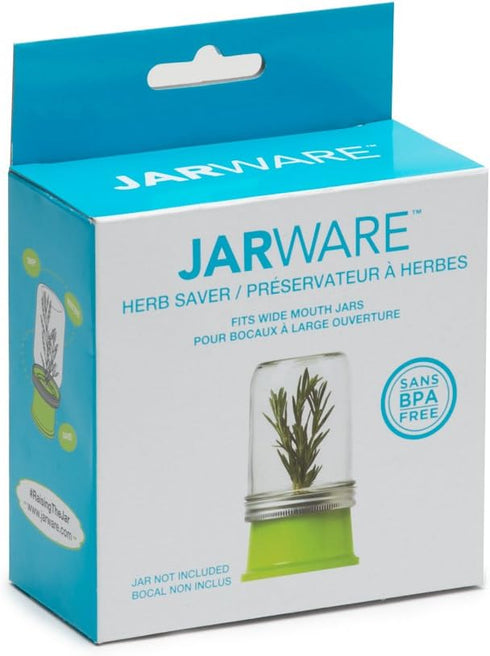 Jarware Green Herb Saver Lid for Wide Mouth Mason Jars
