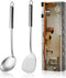 Pleafind 2-Pcs Cooking Utensils Set, Stainless Steel Ladle and Spatula, Soup Ladle and Wok Spatula for Home and