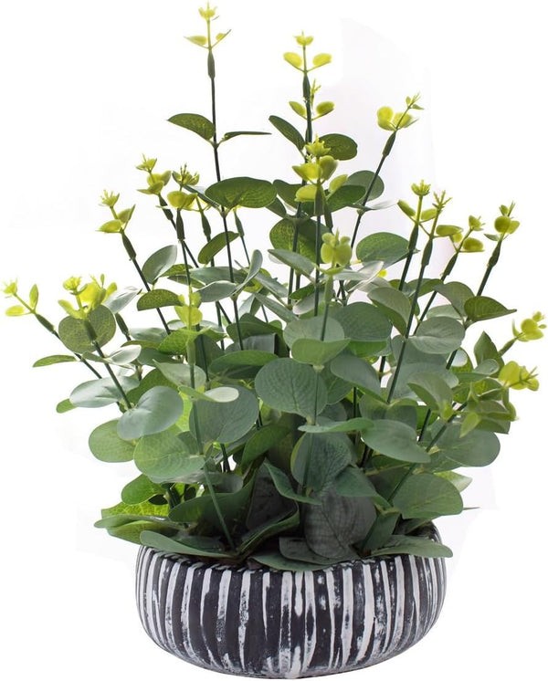 Artificial Plants Potted Real Looking Small Faux Plant with Rustic Black Cement