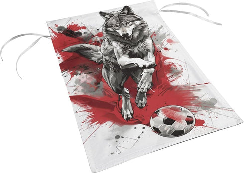 Wolf Playing Soccer Garden Flag Silver and Black Double Sided 12x18 Inches for Holiday Decoration Home Decor