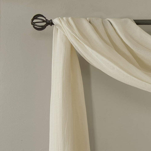Madison Park Harper Sheer Bedroom Curtain - Modern Contemporary Window Panel for Kitchen, 42" x 144", Cream