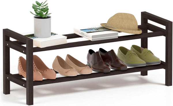 Haddockway Bamboo Shoe Rack for Closet, Free Standing Shoe Organizer with Smooth